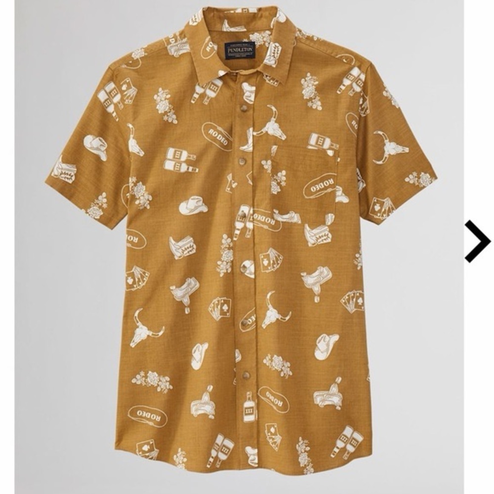 Pendleton Shoreline Cotton Western Rodeo Cowboy Skull Button Front Shirt